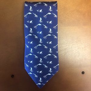 Vintage Hermès French Silk Tie, Dolphins Swimming